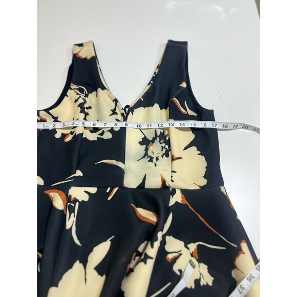 Anthropologie Maeve Women’s Amory Black Ivory Floral Fit & Flare Dress 14 Scuba - Picture 6 of 8